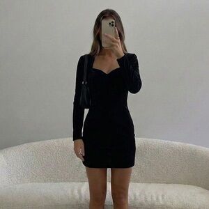 Vintage Jessica Howard Black Velvet Dress Size